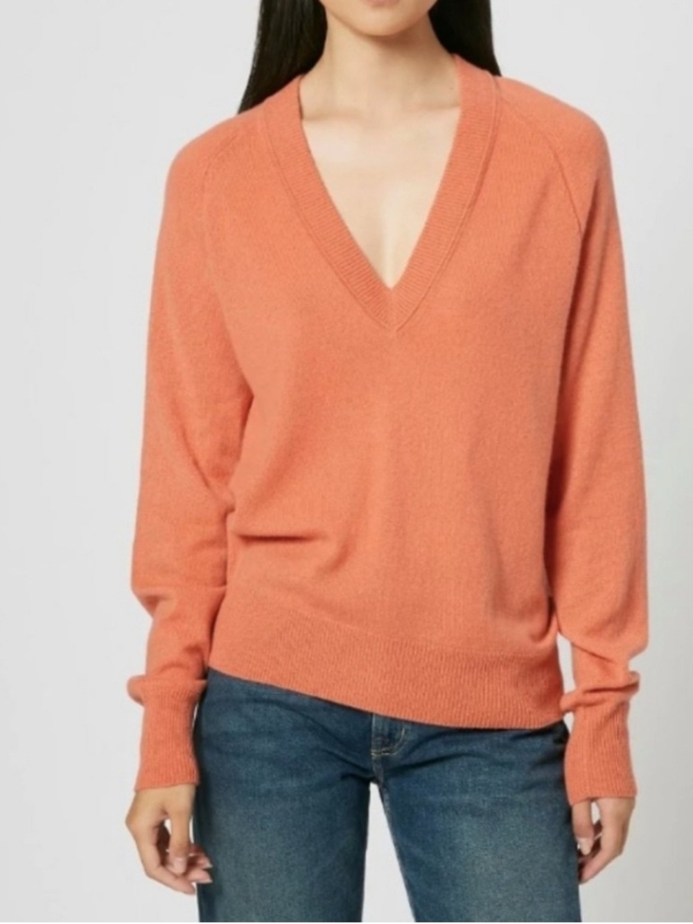 Equipment Women’s 100% Cashmere Coral V-Neck Lightweight Sweater size XL